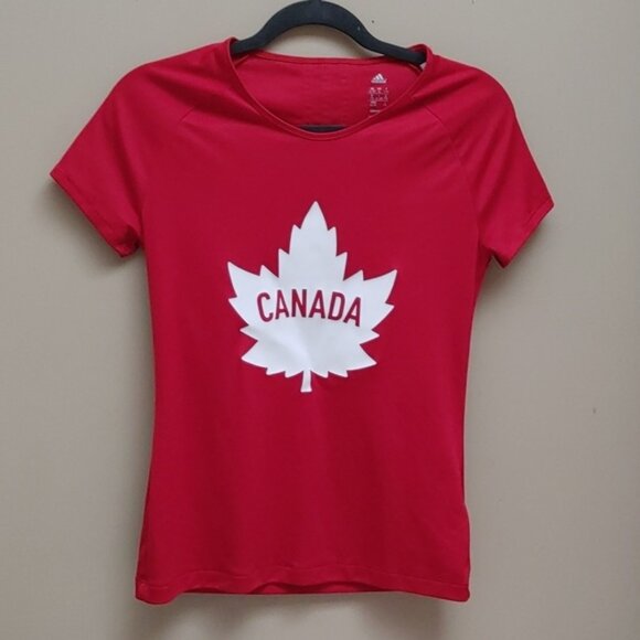 adidas Other - ADIDAS dark red white Canada Maple leaf Olympics t-shirt short sleeves US XL